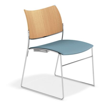 Canterbury Curvy Skid Base Stacking Contemporary Cathedral Chair | All By Material | SBW