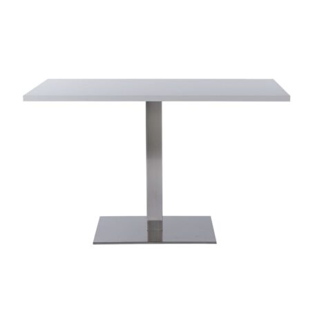 NEVADA Brushed Steel Single Pedestal Base Cafe/Dining Table with Rectangular MFC Top | All Crematoria Extras | CT3T-D