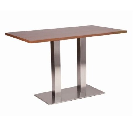 NEVADA Brushed Steel Twin Pedestal Base Cafe/Dining Table with Rectangular MFC Top | All Crematoria Extras | CT3T-D