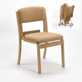 Lightweight Wooden High Stacking Upholstered Chair | Wooden Chapel Chairs | LAMSU